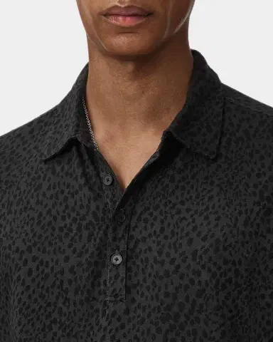 JOHN VARVATOS Men's Marcel Cheetah Jacquard Polo Shirt | Thumbnail 5 JOHN VARVATOS Men's Marcel Cheetah Jacquard Polo Shirt | Thumbnail 5