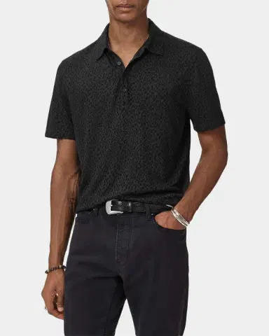 JOHN VARVATOS Men's Marcel Cheetah Jacquard Polo Shirt | Thumbnail 7 JOHN VARVATOS Men's Marcel Cheetah Jacquard Polo Shirt | Thumbnail 7