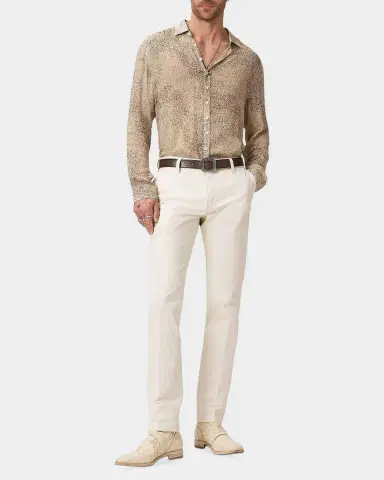 JOHN VARVATOS Men's Bucks Linen Animal-Print Button-Down Shirt | Thumbnail 2 JOHN VARVATOS Men's Bucks Linen Animal-Print Button-Down Shirt | Thumbnail 2