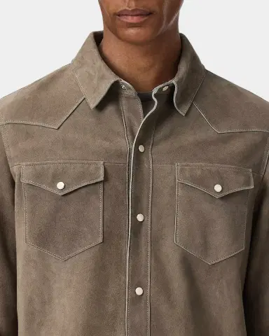 JOHN VARVATOS Men's Sage Suede Western Shirt Jacket | Thumbnail 5 JOHN VARVATOS Men's Sage Suede Western Shirt Jacket | Thumbnail 5