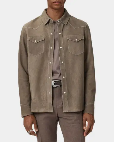 JOHN VARVATOS Men's Sage Suede Western Shirt Jacket | Thumbnail 7 JOHN VARVATOS Men's Sage Suede Western Shirt Jacket | Thumbnail 7