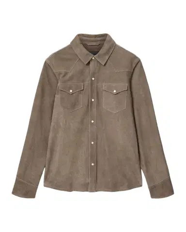 JOHN VARVATOS Men's Sage Suede Western Shirt Jacket | Thumbnail 1 JOHN VARVATOS Men's Sage Suede Western Shirt Jacket | Thumbnail 1