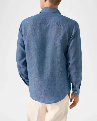 Eton Men's Solid Linen Button-Down Shirt | Thumbnail 2 Eton Men's Solid Linen Button-Down Shirt | Thumbnail 2