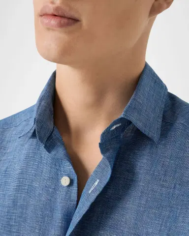 Eton Men's Solid Linen Button-Down Shirt | Thumbnail 4 Eton Men's Solid Linen Button-Down Shirt | Thumbnail 4