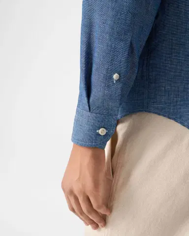 Eton Men's Solid Linen Button-Down Shirt | Thumbnail 5 Eton Men's Solid Linen Button-Down Shirt | Thumbnail 5