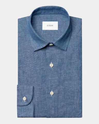 Eton Men's Solid Linen Button-Down Shirt | Thumbnail 7 Eton Men's Solid Linen Button-Down Shirt | Thumbnail 7