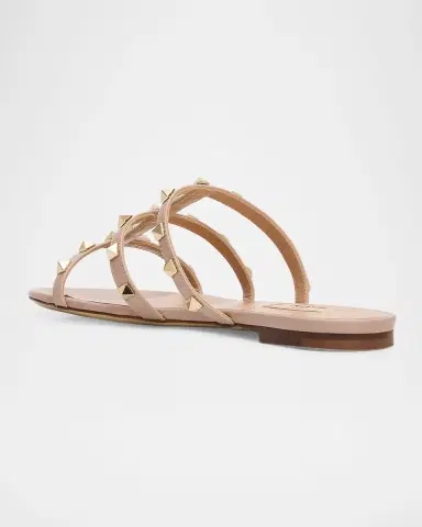 Valentino Garavani Rockstud Leather Flat Slide Sandals | Thumbnail 3 Valentino Garavani Rockstud Leather Flat Slide Sandals | Thumbnail 3