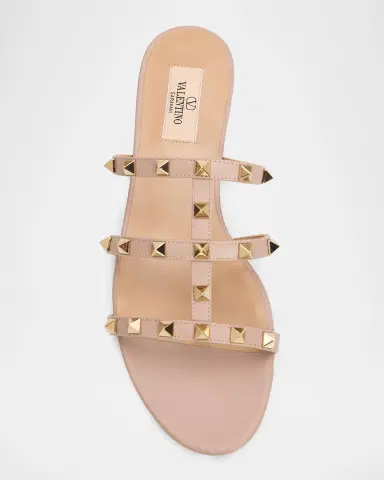 Valentino Garavani Rockstud Leather Flat Slide Sandals | Thumbnail 5 Valentino Garavani Rockstud Leather Flat Slide Sandals | Thumbnail 5
