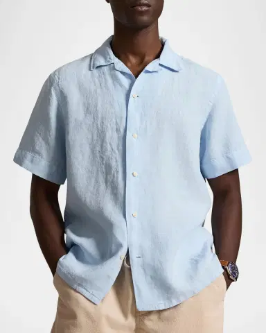 Polo Ralph Lauren Men's Classic-Fit Linen Camp Shirt | Thumbnail 4 Polo Ralph Lauren Men's Classic-Fit Linen Camp Shirt | Thumbnail 4
