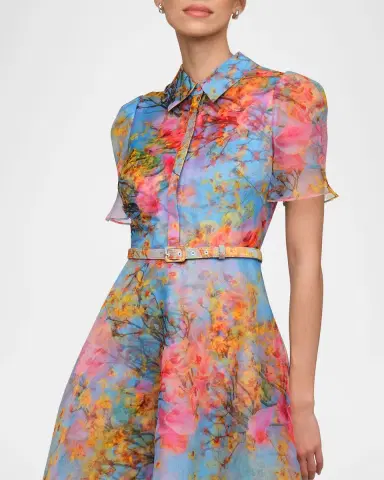 Theia Marcel Floral-Print Organza Midi Dress | Thumbnail 5 Theia Marcel Floral-Print Organza Midi Dress | Thumbnail 5