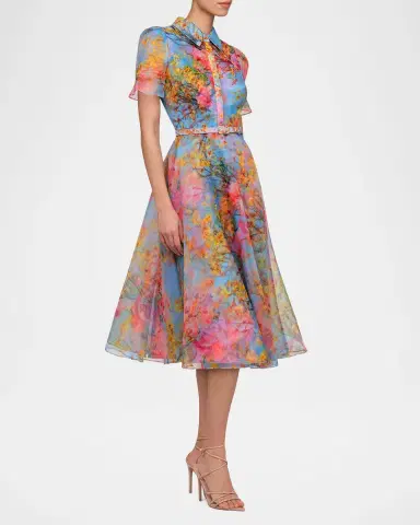 Theia Marcel Floral-Print Organza Midi Dress | Thumbnail 6 Theia Marcel Floral-Print Organza Midi Dress | Thumbnail 6