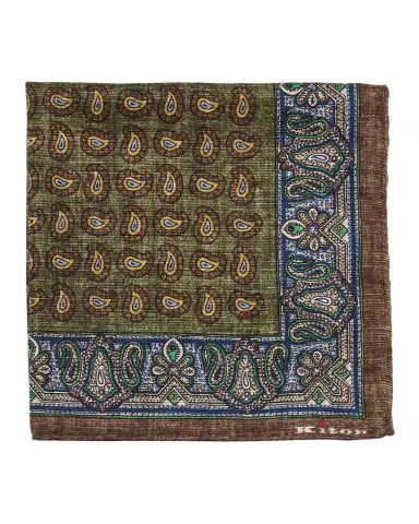 Kiton Men's Reversible Medallion Paisley Silk Pocket Square | Thumbnail 1 Kiton Men's Reversible Medallion Paisley Silk Pocket Square | Thumbnail 1