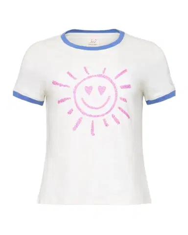 Cinq à Sept Rhinestone Smiley Ringer Tee | Thumbnail 1 Cinq à Sept Rhinestone Smiley Ringer Tee | Thumbnail 1