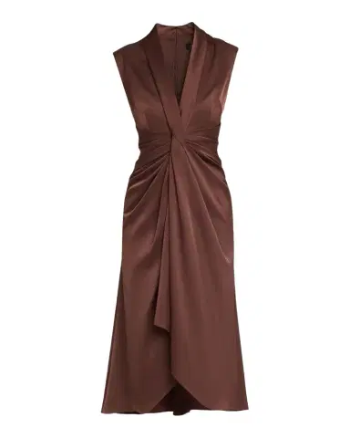 Aidan Mattox Sleeveless Pleated Twist-Front Midi Dress | Thumbnail 1 Aidan Mattox Sleeveless Pleated Twist-Front Midi Dress | Thumbnail 1