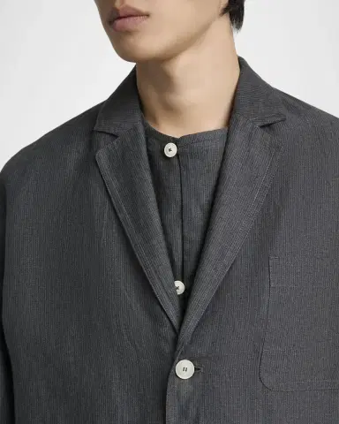 Jacquemus Men's La Veste Linen Micro-Stripe Deconstructed Sport Jacket | Thumbnail 4 Jacquemus Men's La Veste Linen Micro-Stripe Deconstructed Sport Jacket | Thumbnail 4