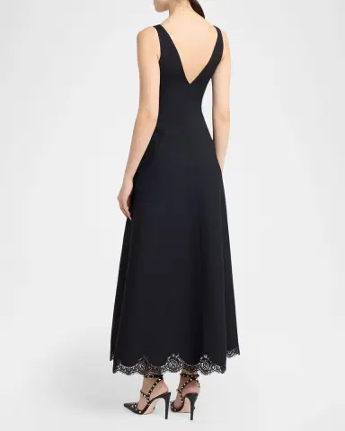 Valentino Garavani Plunging Lace Scalloped Ankle Dress | Thumbnail 2 Valentino Garavani Plunging Lace Scalloped Ankle Dress | Thumbnail 2