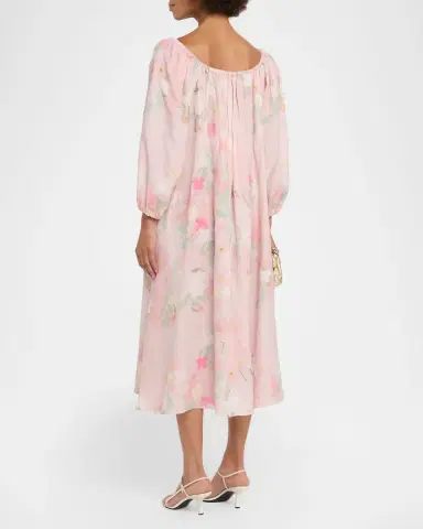 BERNADETTE Bonni Floral Linen Long-Sleeve Midi Dress | Thumbnail 2 BERNADETTE Bonni Floral Linen Long-Sleeve Midi Dress | Thumbnail 2