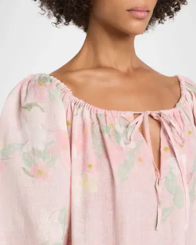 BERNADETTE Bonni Floral Linen Long-Sleeve Midi Dress | Thumbnail 4 BERNADETTE Bonni Floral Linen Long-Sleeve Midi Dress | Thumbnail 4