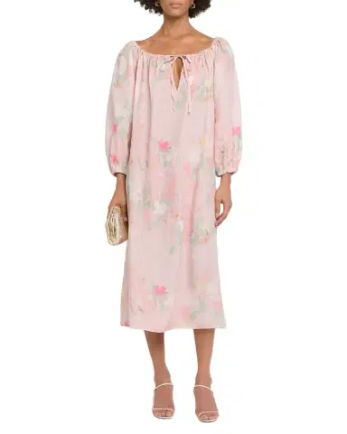 BERNADETTE Bonni Floral Linen Long-Sleeve Midi Dress | Thumbnail 1 BERNADETTE Bonni Floral Linen Long-Sleeve Midi Dress | Thumbnail 1