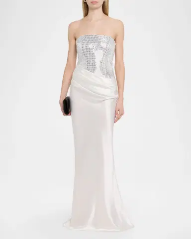 Retrofête Alexandra Strapless Sequin Draped Dress | Thumbnail 2 Retrofête Alexandra Strapless Sequin Draped Dress | Thumbnail 2