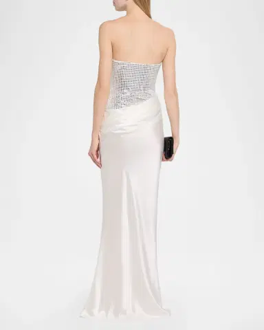 Retrofête Alexandra Strapless Sequin Draped Dress | Thumbnail 3 Retrofête Alexandra Strapless Sequin Draped Dress | Thumbnail 3