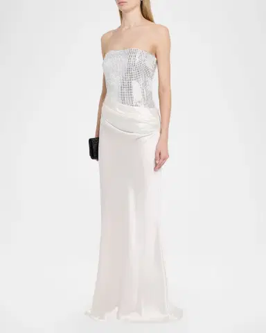 Retrofête Alexandra Strapless Sequin Draped Dress | Thumbnail 4 Retrofête Alexandra Strapless Sequin Draped Dress | Thumbnail 4