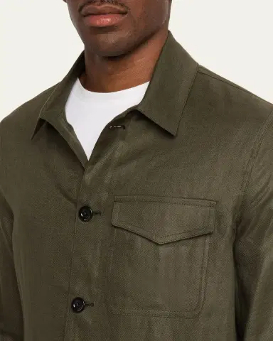 Boglioli Men's Linen Workwear Button-Front Jacket | Thumbnail 5 Boglioli Men's Linen Workwear Button-Front Jacket | Thumbnail 5