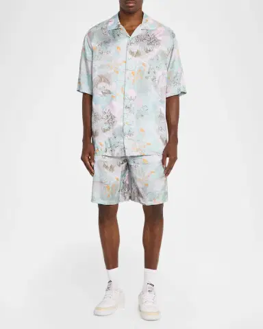 Off-White Men's Land Sky Viscose Short-Sleeve Shirt | Thumbnail 2 Off-White Men's Land Sky Viscose Short-Sleeve Shirt | Thumbnail 2