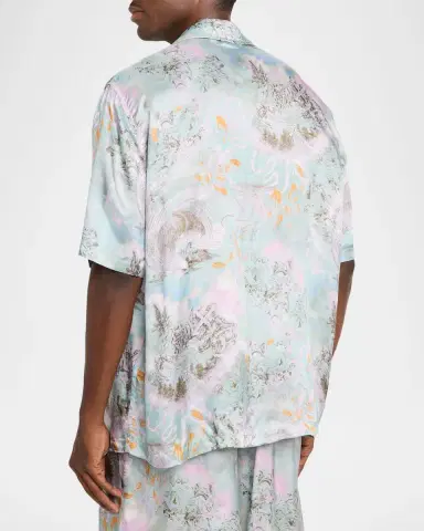 Off-White Men's Land Sky Viscose Short-Sleeve Shirt | Thumbnail 3 Off-White Men's Land Sky Viscose Short-Sleeve Shirt | Thumbnail 3