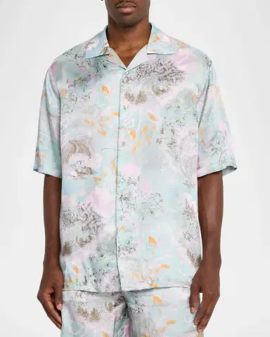 Off-White Men's Land Sky Viscose Short-Sleeve Shirt | Thumbnail 4 Off-White Men's Land Sky Viscose Short-Sleeve Shirt | Thumbnail 4