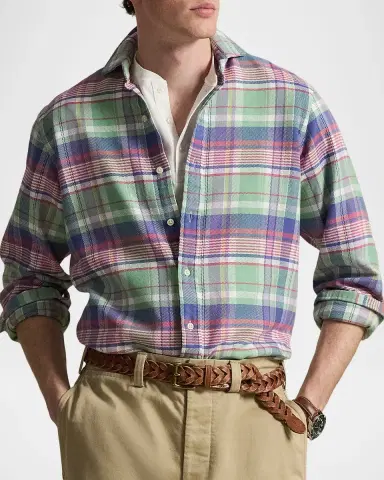 Polo Ralph Lauren Men's Classic Fit Plaid Flannel Button-Down Shirt | Thumbnail 4 Polo Ralph Lauren Men's Classic Fit Plaid Flannel Button-Down Shirt | Thumbnail 4