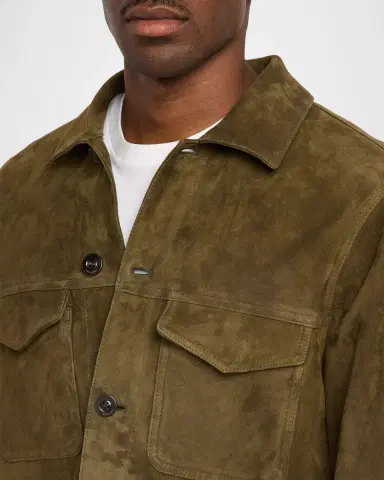 Boglioli Men's Leather Workwear Shirt Jacket | Thumbnail 5 Boglioli Men's Leather Workwear Shirt Jacket | Thumbnail 5