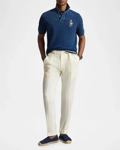 Polo Ralph Lauren Men's Mesh Knit Embroidered-Bear Cotton Polo Shirt | Thumbnail 2 Polo Ralph Lauren Men's Mesh Knit Embroidered-Bear Cotton Polo Shirt | Thumbnail 2