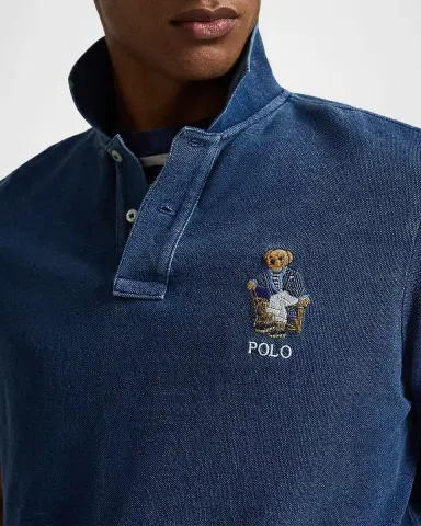 Polo Ralph Lauren Men's Mesh Knit Embroidered-Bear Cotton Polo Shirt | Thumbnail 5 Polo Ralph Lauren Men's Mesh Knit Embroidered-Bear Cotton Polo Shirt | Thumbnail 5