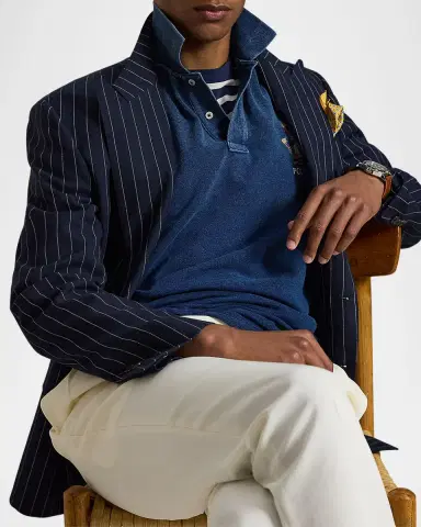 Polo Ralph Lauren Men's Mesh Knit Embroidered-Bear Cotton Polo Shirt | Thumbnail 6 Polo Ralph Lauren Men's Mesh Knit Embroidered-Bear Cotton Polo Shirt | Thumbnail 6