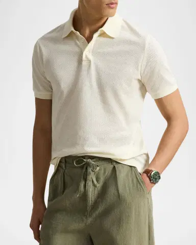 Polo Ralph Lauren Men's Pointelle Jersey Knit Polo Shirt | Thumbnail 4 Polo Ralph Lauren Men's Pointelle Jersey Knit Polo Shirt | Thumbnail 4