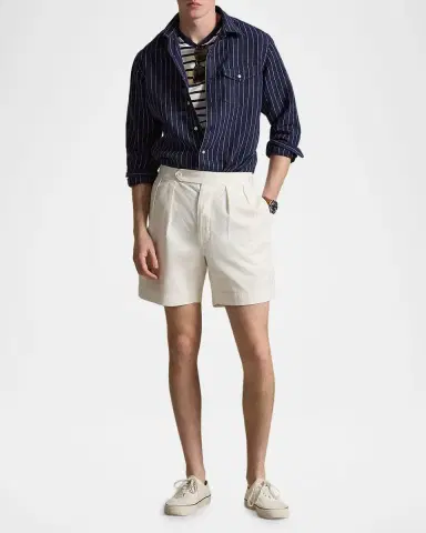 Polo Ralph Lauren Men's Slub Linen Hairline Stripe Button-Down Shirt | Thumbnail 2 Polo Ralph Lauren Men's Slub Linen Hairline Stripe Button-Down Shirt | Thumbnail 2