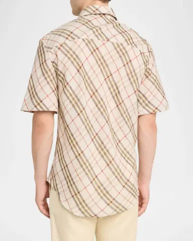 Burberry Men's Roland Check Linen Shirt | Thumbnail 2 Burberry Men's Roland Check Linen Shirt | Thumbnail 2