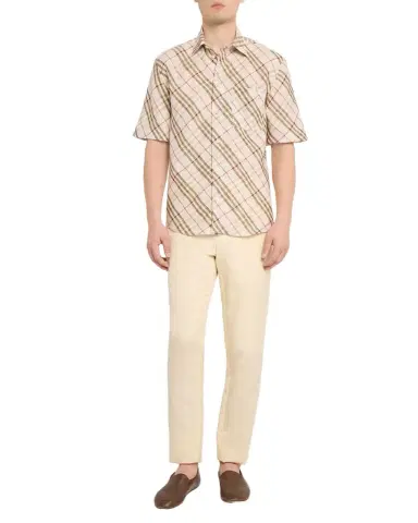Burberry Men's Roland Check Linen Shirt | Thumbnail 1 Burberry Men's Roland Check Linen Shirt | Thumbnail 1