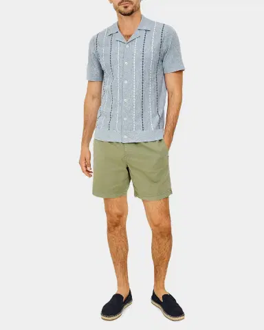 Rails Men 's Richie Knit Embroidered Stripe Short-Sleeve Shirt | Thumbnail 2 Rails Men 's Richie Knit Embroidered Stripe Short-Sleeve Shirt | Thumbnail 2