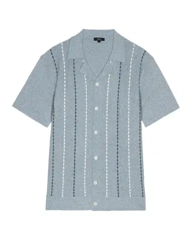 Rails Men 's Richie Knit Embroidered Stripe Short-Sleeve Shirt | Thumbnail 1 Rails Men 's Richie Knit Embroidered Stripe Short-Sleeve Shirt | Thumbnail 1