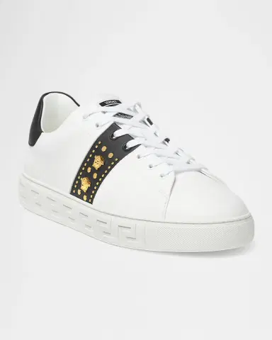 Versace Men's La Greca Leather Low-Top Sneakers | Thumbnail 2 Versace Men's La Greca Leather Low-Top Sneakers | Thumbnail 2