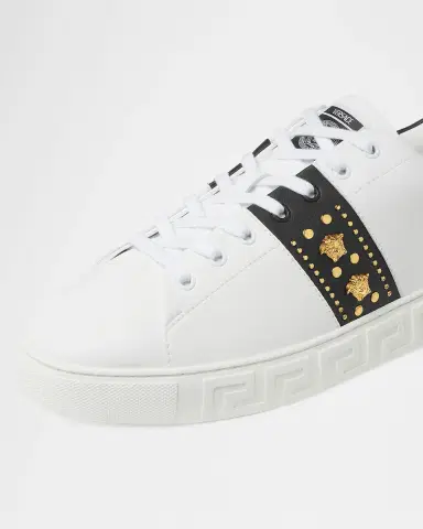 Versace Men's La Greca Leather Low-Top Sneakers | Thumbnail 3 Versace Men's La Greca Leather Low-Top Sneakers | Thumbnail 3