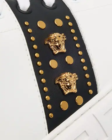 Versace Men's La Greca Leather Low-Top Sneakers | Thumbnail 5 Versace Men's La Greca Leather Low-Top Sneakers | Thumbnail 5