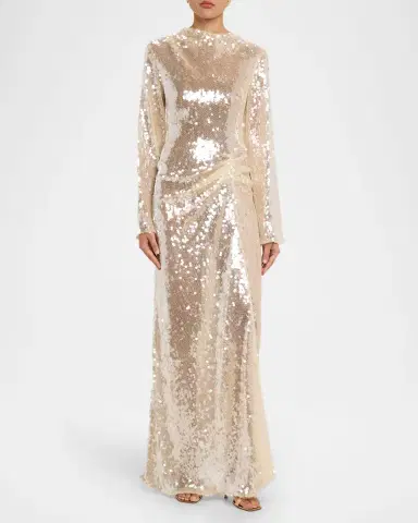 Lapointe Sequined Mesh Long-Sleeve Maxi Dress | Thumbnail 2 Lapointe Sequined Mesh Long-Sleeve Maxi Dress | Thumbnail 2
