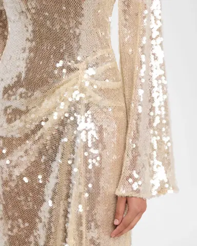 Lapointe Sequined Mesh Long-Sleeve Maxi Dress | Thumbnail 5 Lapointe Sequined Mesh Long-Sleeve Maxi Dress | Thumbnail 5