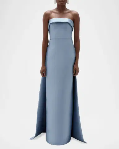 Amsale Strapless Column Gown with Detachable Cape | Thumbnail 4 Amsale Strapless Column Gown with Detachable Cape | Thumbnail 4