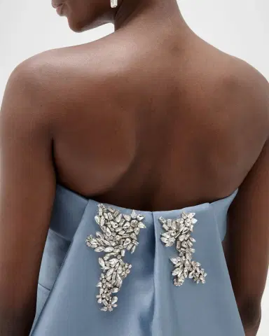 Amsale Strapless Column Gown with Detachable Cape | Thumbnail 5 Amsale Strapless Column Gown with Detachable Cape | Thumbnail 5
