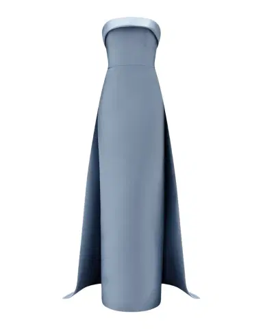 Amsale Strapless Column Gown with Detachable Cape | Thumbnail 1 Amsale Strapless Column Gown with Detachable Cape | Thumbnail 1