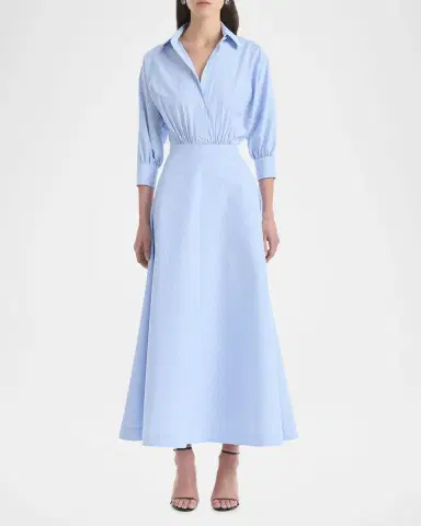 Altuzarra Eleanor Striped Cotton Poplin 3/4-Sleeve Midi Shirtdress | Thumbnail 3 Altuzarra Eleanor Striped Cotton Poplin 3/4-Sleeve Midi Shirtdress | Thumbnail 3